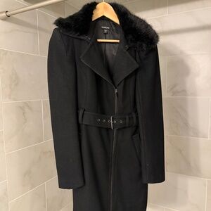 Bebe XS asymmetrical zip wool coat